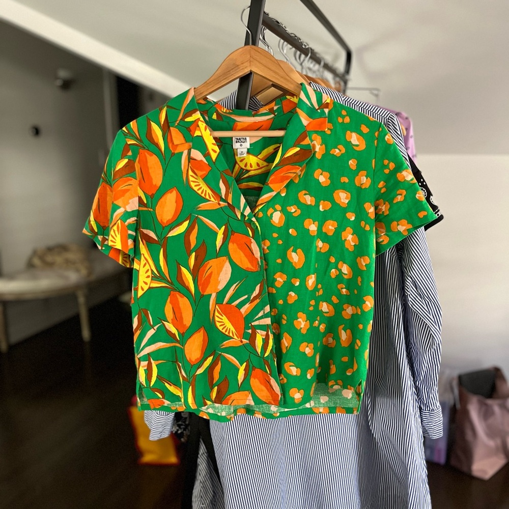 Tabitha Brown x Target short sleeved button up linen top